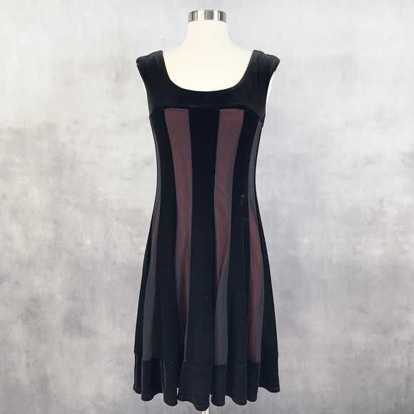 Connected Apparel Womens Velvet Mesh Dress 6 Gothic Whimsigoth Grunge Witchy Emo - Picture 1 of 11